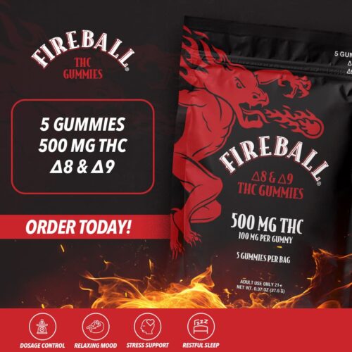 Fireball Delta Gummies 5ct 500mg 1