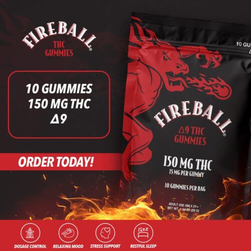 Fireball Delta Gummies 10ct 150mg 1